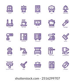 Home appliance icon pack for your website, mobile, presentation, and logo design. Home appliance icon basic line gradient design. Vector graphics illustration and editable stroke.