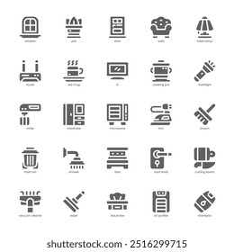 Home appliance icon pack for your website, mobile, presentation, and logo design. Home appliance icon glyph design. Vector graphics illustration and editable stroke.