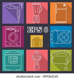 Home Appliance Icon Set Flat Design