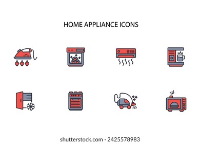 Home appliance icon set.vector.Editable stroke.linear style sign for use web design,logo.Symbol illustration.