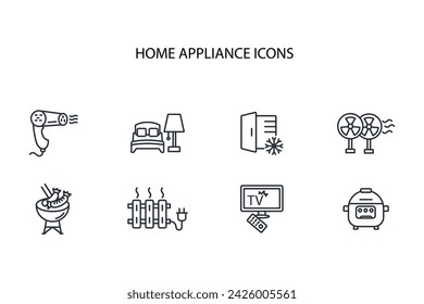 Home appliance icon set.vector.Editable stroke.linear style sign for use web design,logo.Symbol illustration.