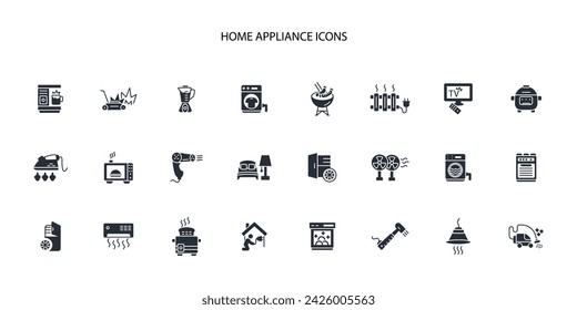 Conjunto de iconos de electrodomésticos.vector.Trazo editable.signo de estilo lineal para el uso de diseño web,logotipo.Ilustración de símbolo.