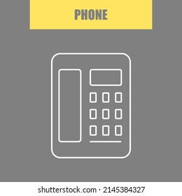 Home appliance icon. Yellow. Line. Black. Simple icon. Indoor furniture. PHONE.