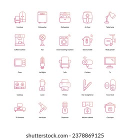 Home Appliance icons set isolate white background vector stock illustration