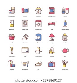 Home Appliance icons set isolate white background vector stock illustration