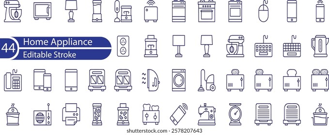 Home Appliance Line Editable Icons set. Vector illustration in modern thin line style of devices related icons , kitchen, office equipment, personal care accessories, and more.