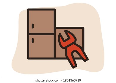 Home appliance repair icon line filled color concept related business service and support elements.

