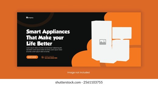 Home Appliance Sale social media cover banner design Template and  Appliance Flash sale horizontal banner Template