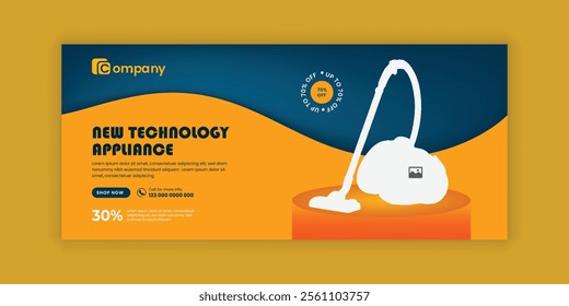 Home Appliance Sale social media cover banner design Template and  Appliance Flash sale horizontal banner Template