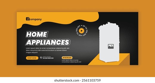 Home Appliance Sale social media cover banner design Template and  Appliance Flash sale horizontal banner Template