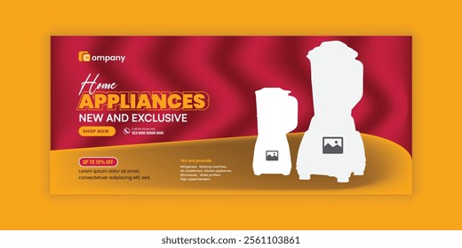 Home Appliance Sale social media cover banner design Template and  Appliance Flash sale horizontal banner Template