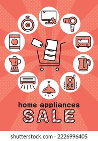 Home appliance sale vector colorful icon. round frame.