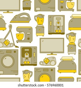 Home appliance seamless pattern. Vector illustration.