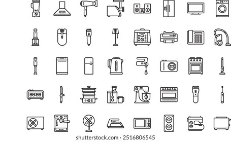 Home appliance definir ícones de vetor de alta qualidade Icons Coleção com traço editável. Ideal para projetos profissionais e criativos.