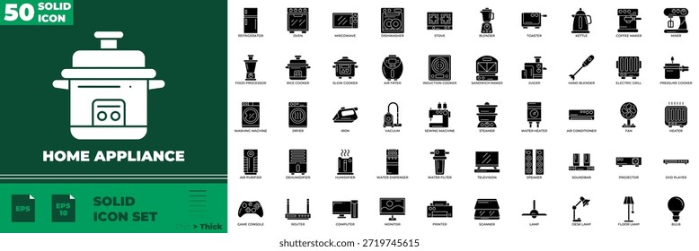 Home Appliance Sólido editável ícones conjunto
