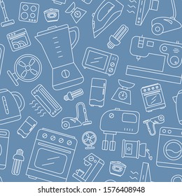 Home appliances background - Vector seamless pattern of home and kitchen machines for graphic design