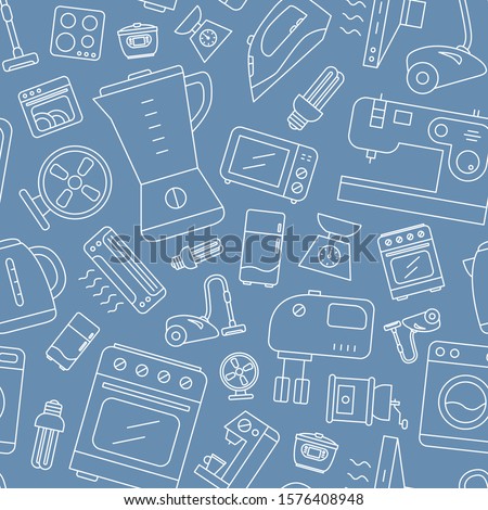 Home appliances background - Vector seamless pattern of home and kitchen machines for graphic design