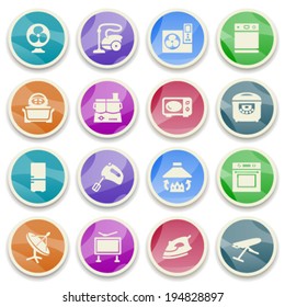 Home appliances color icons.