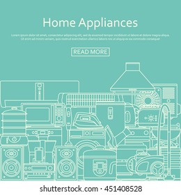 Home appliances concept made of outlined icons. Vector illustration.