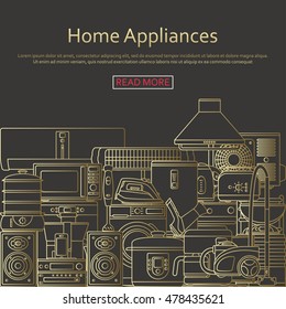 Home appliances concept made of outlined icons. Vector illustration.