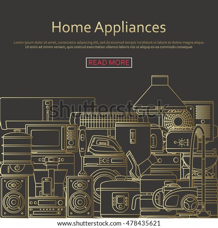 Home appliances concept made of outlined icons. Vector illustration.