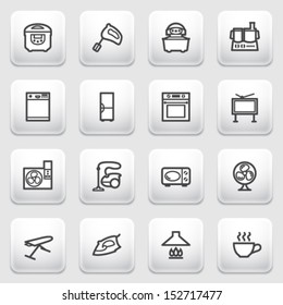 Home appliances contour icons on gray background.