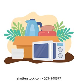 home appliances and dishes cartoon