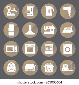 Home appliances, electronics circle icons. Vector set.e p s 1 0 