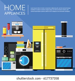 Home Appliances and Electronics in a Flat Design