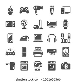 Home Appliances And Electronics. Flat Icons Set