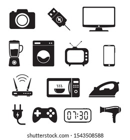 Home appliances and electronics. Flat icons set