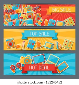 Home appliances and electronics horizontal banners.