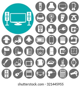 Home Appliances Electronics icons set. Vector Illustration eps10 