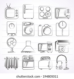 home appliances and electronics icons - vector icon set