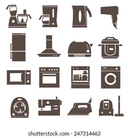 Aparatos domésticos, iconos electrónicos. Conjunto de vectores.