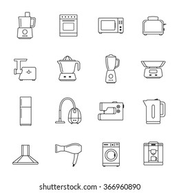 Home appliances and electronics line icons set. Template elements for web and mobile applications