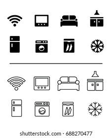 Home appliances and electronics line icons set. Template elements for web and mobile applications. Vector