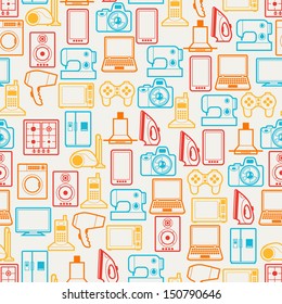Home appliances and electronics seamless patterns.