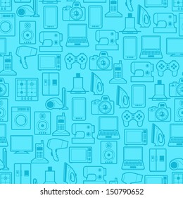 Home Appliances And Electronics Seamless Patterns.