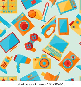 Home appliances and electronics seamless patterns.