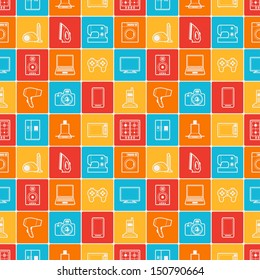 Home appliances and electronics seamless patterns.