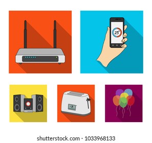 Home appliances and equipment flat icons in set collection for design.Modern household appliances vector symbol stock web illustration.