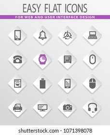 Home appliances flat vector icons for user interface design