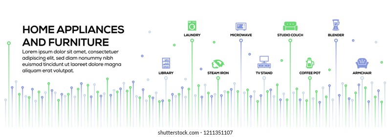 HOME APPLIANCES AND FURNITURE INFOGRAPHIC CONCEPT