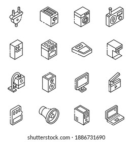 
Home Appliances Glyph Isometric Icons 