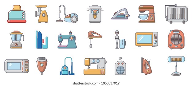 Home appliances icon set. Cartoon set of home appliances vector icons for web design isolated on white background