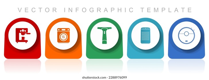 Home appliances icon set, flat design miscellaneous colorful icons such as coffe maker, dryer, window cleaner and vacuum cleaner for webdesign and mobile applications, infographic vector template in e