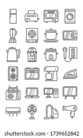 Home appliances icon set, vector, editable stoke