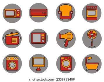 Home Appliances Icon Set, Vector Illustration Design