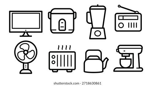 HOME APPLIANCES ÍCONE DEFINIR ilustração de vetor